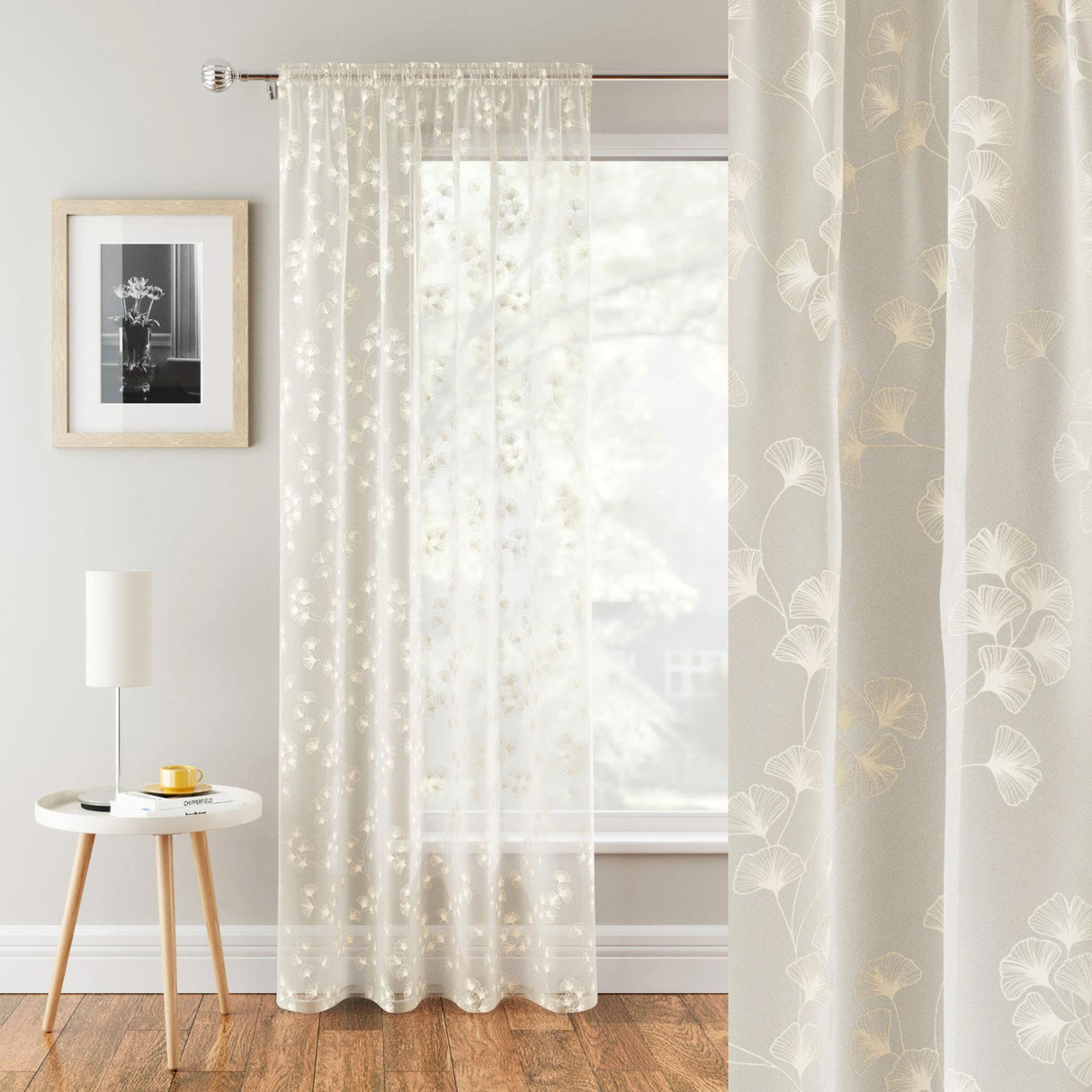 Delilah Voile Curtain Panel Cream