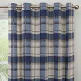 Balmoral Check Eyelet Curtains Navy