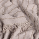 Hazie Woven Fringed Throw Griege