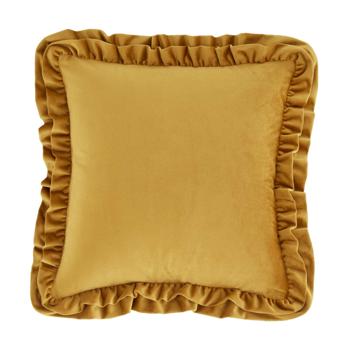 So Soft Velvet Touch Double Frill Cushion Mustard