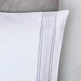 Embroidered Band 100% Cotton Silver Duvet Cover Set