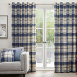 Balmoral Check Eyelet Curtains Navy