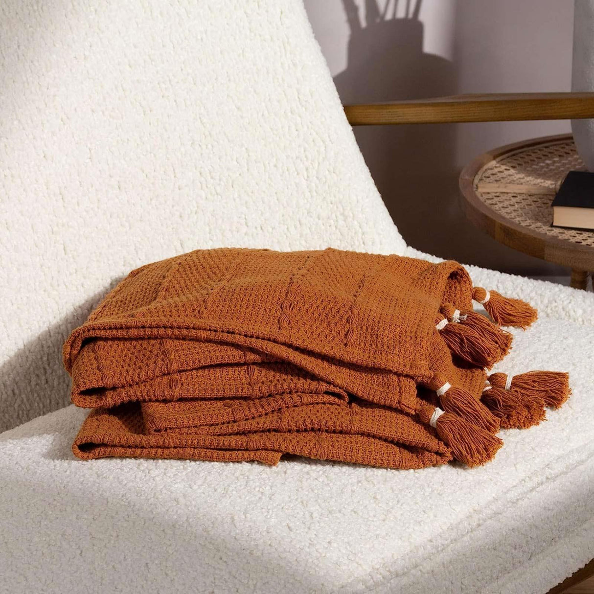 Caliche Woven Tasselled Throw Ginger