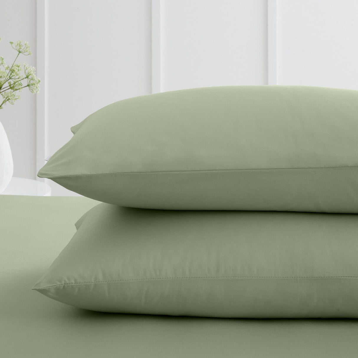 200TC Cotton Percale Pillowcases Sage