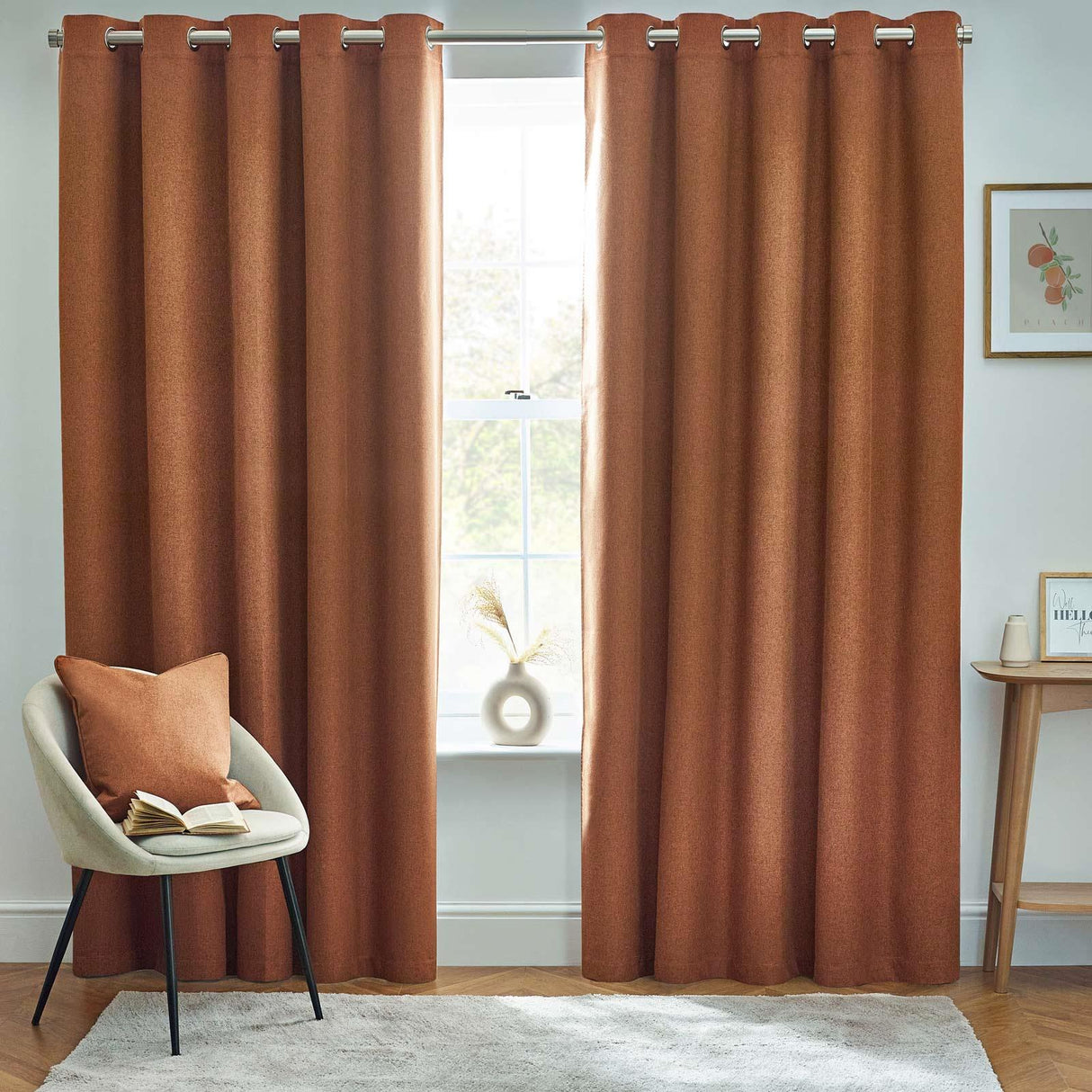 Dawn Blackout Eyelet Curtains Brick 46" x 54"