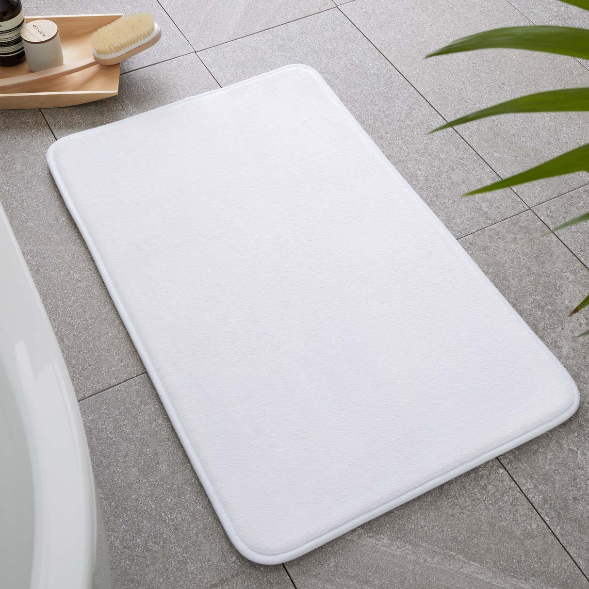 Anti-Bacterial Memory Foam Bath Mat White