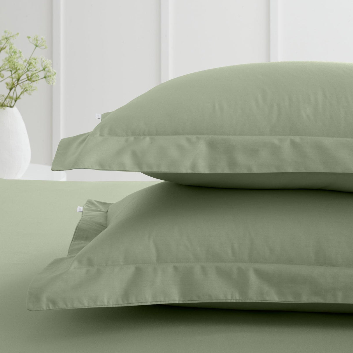 200TC Cotton Percale Oxford Pillowcases Sage