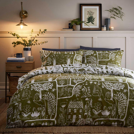 Frida Abstract Reversible Moss Duvet Cover Set