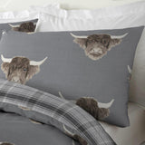 Highland Cow Duvet Cover Set Grey