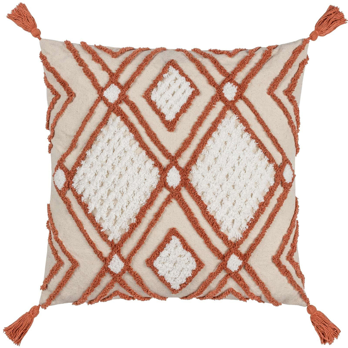 Aquene Tufted Tasselled Cushion Cover 20" x 20" (50cm x 50cm)