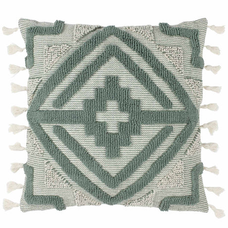 furn. Kalai Tuft Tasselled Cushion Cover Eucalyptus 45cm x 45cm (18"x18")