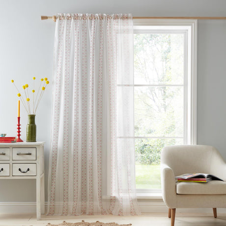 Floral Stripe Voile Curtain Panel