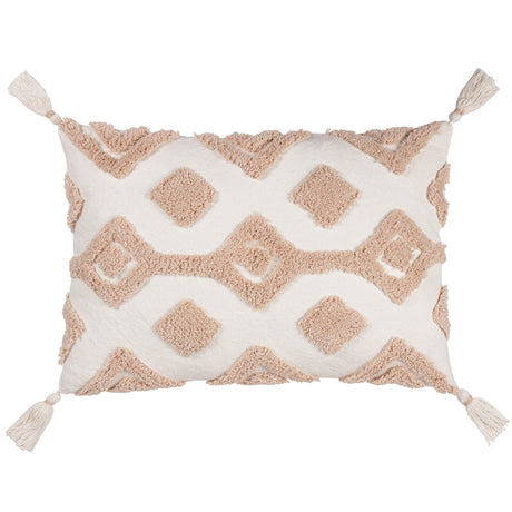 furn. Dharma Tufted Tasselled Cushion Cover Natural 35cm x 50cm (14"x20")