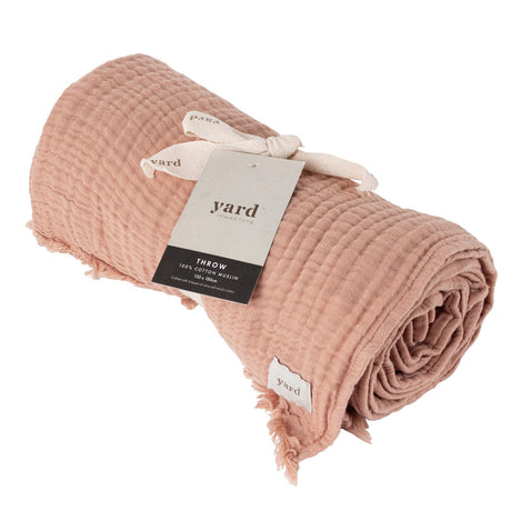 Lark Muslin Cotton Throw Pink Clay