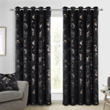 Lucia Metallic Thermal Eyelet Curtains Black