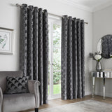 Quentin Velvet Eyelet Curtains Slate