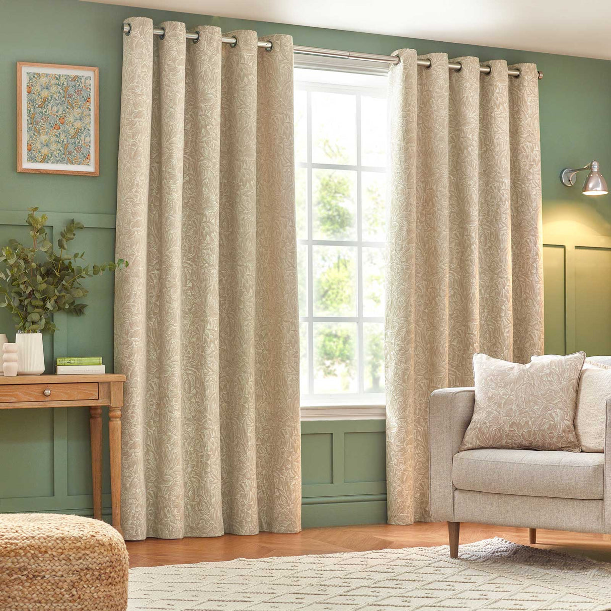 Grantley Jacquard Eyelet Curtains Natural