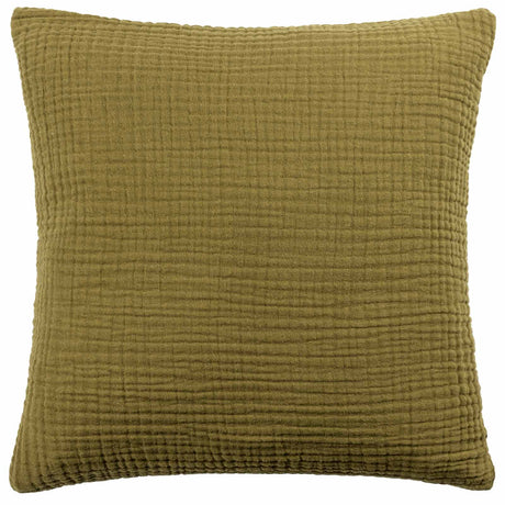 Lark Muslin Crinkle Cotton Cushion Cover Khaki