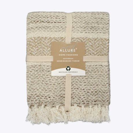 Savannah Herringbone Throw Natural