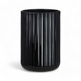 Black Ribbed Glass Tumbler