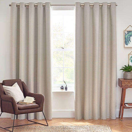 Dawn 100% Blackout Thermal Eyelet Curtains Linen