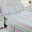 Candy Stripe Flannelette Sheet Set Fitted Sheet Rapport Super King  