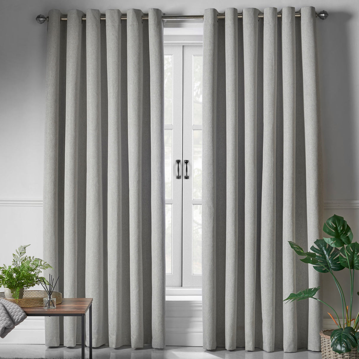 Blackout Linen Look Eyelet Curtains Slate