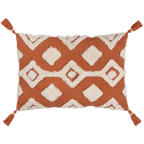 furn. Dharma Tufted Tasselled Cushion Cover Brick 35cm x 50cm (14"x20")