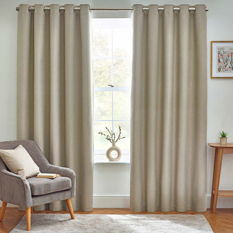 Dawn 100% Blackout Thermal Eyelet Curtains Natural