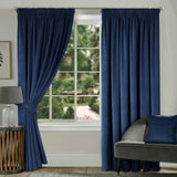 Montreal Soft Velour Tape Top Curtains Navy