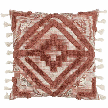 furn. Kalai Tuft Tasselled Cushion Cover Brick 45cm x 45cm (18"x18")