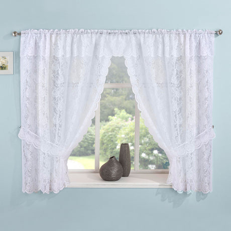 Kew Lace Window Set Net Curtains Tyrone Textiles 110'' x 36''  