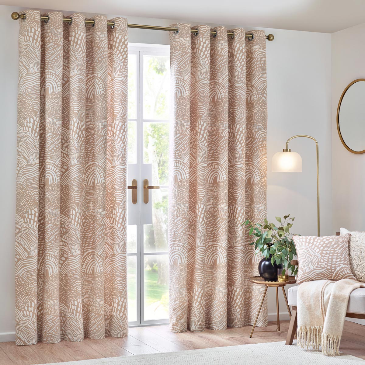 Nola Abstract Eyelet Curtains Oat