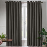 Blackout Linen Look Eyelet Curtains Charcoal