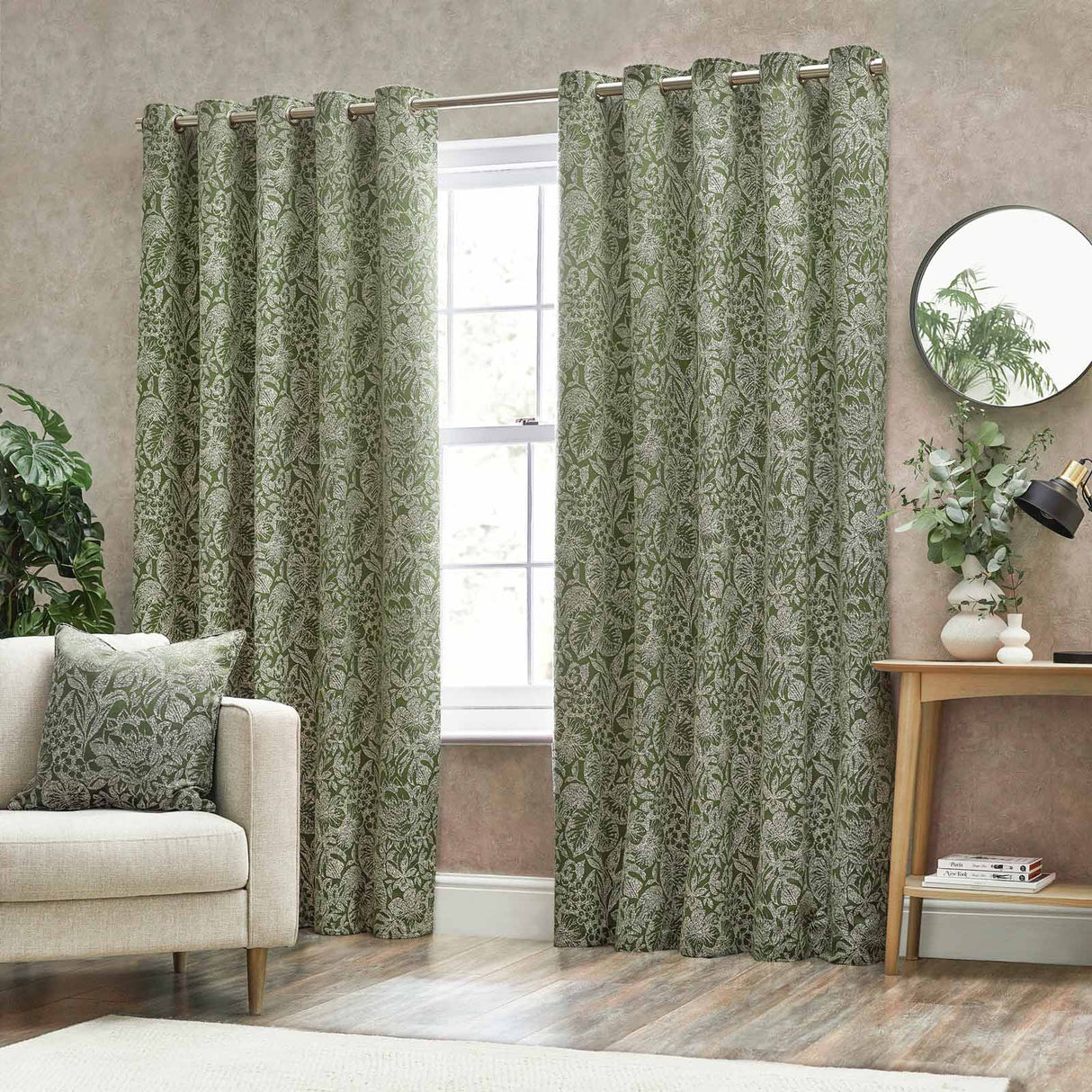 Bali Jacquard Leaf Eyelet Curtains