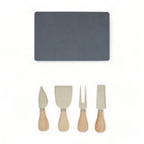 Set of 4 Gold Cheese Knives + Slate Tray