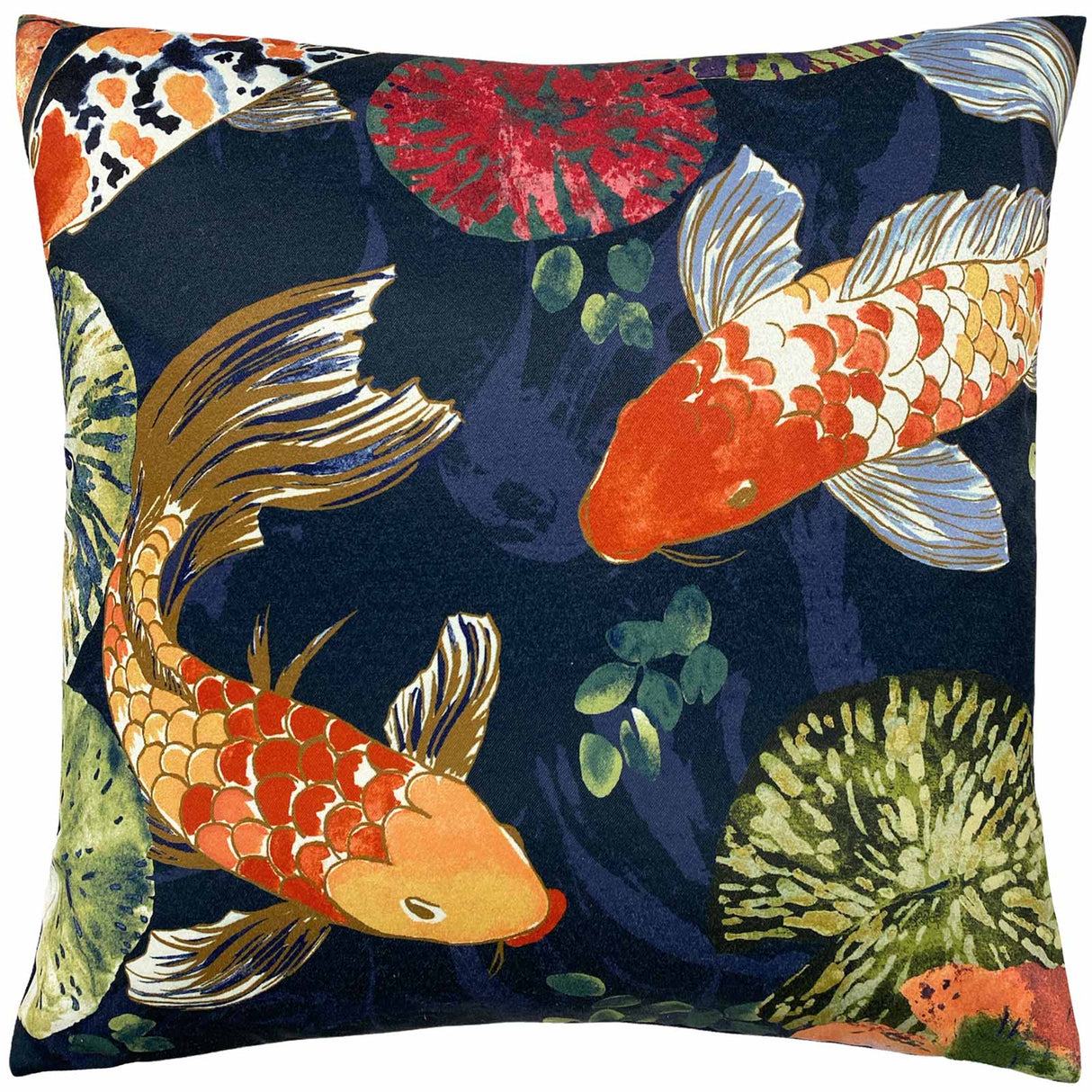 Koi Pond Midnight Outdoor Cushion Cover 17" x 17"