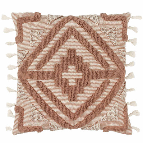 furn. Kalai Tuft Tasselled Cushion Cover Cinnamon 45cm x 45cm (18"x18")