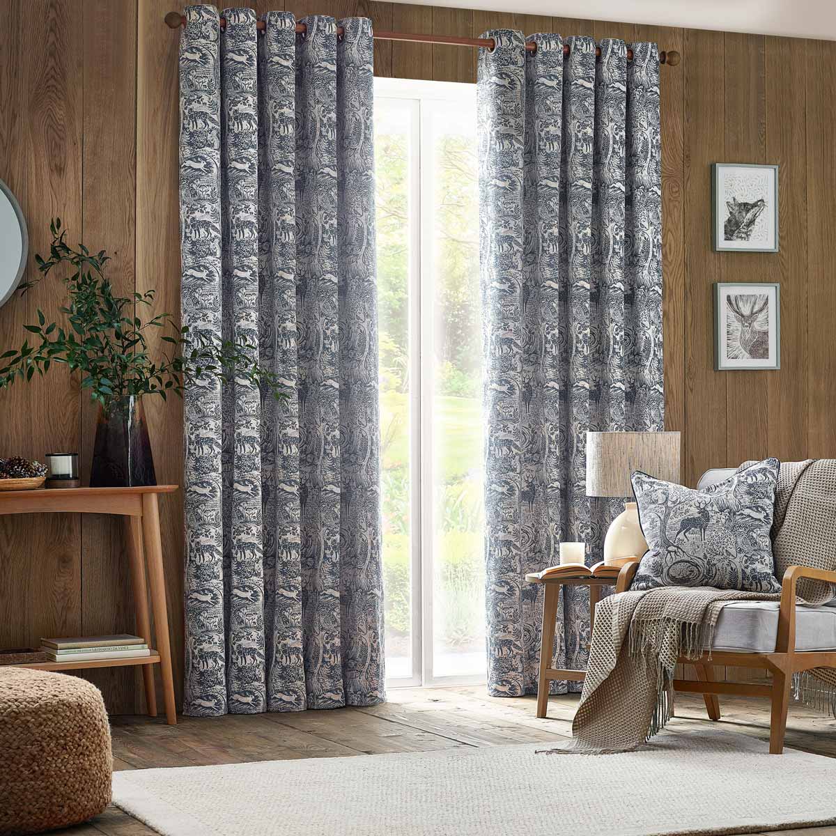 Winter Woods Chenille Eyelet Curtains Midnight