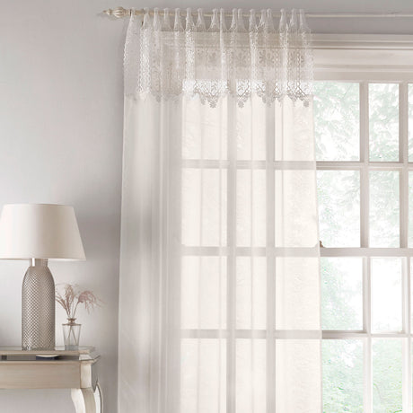 Kensington Voile Curtain Panel Natural Voile Curtain Tyrone Textiles 55' x 54''  