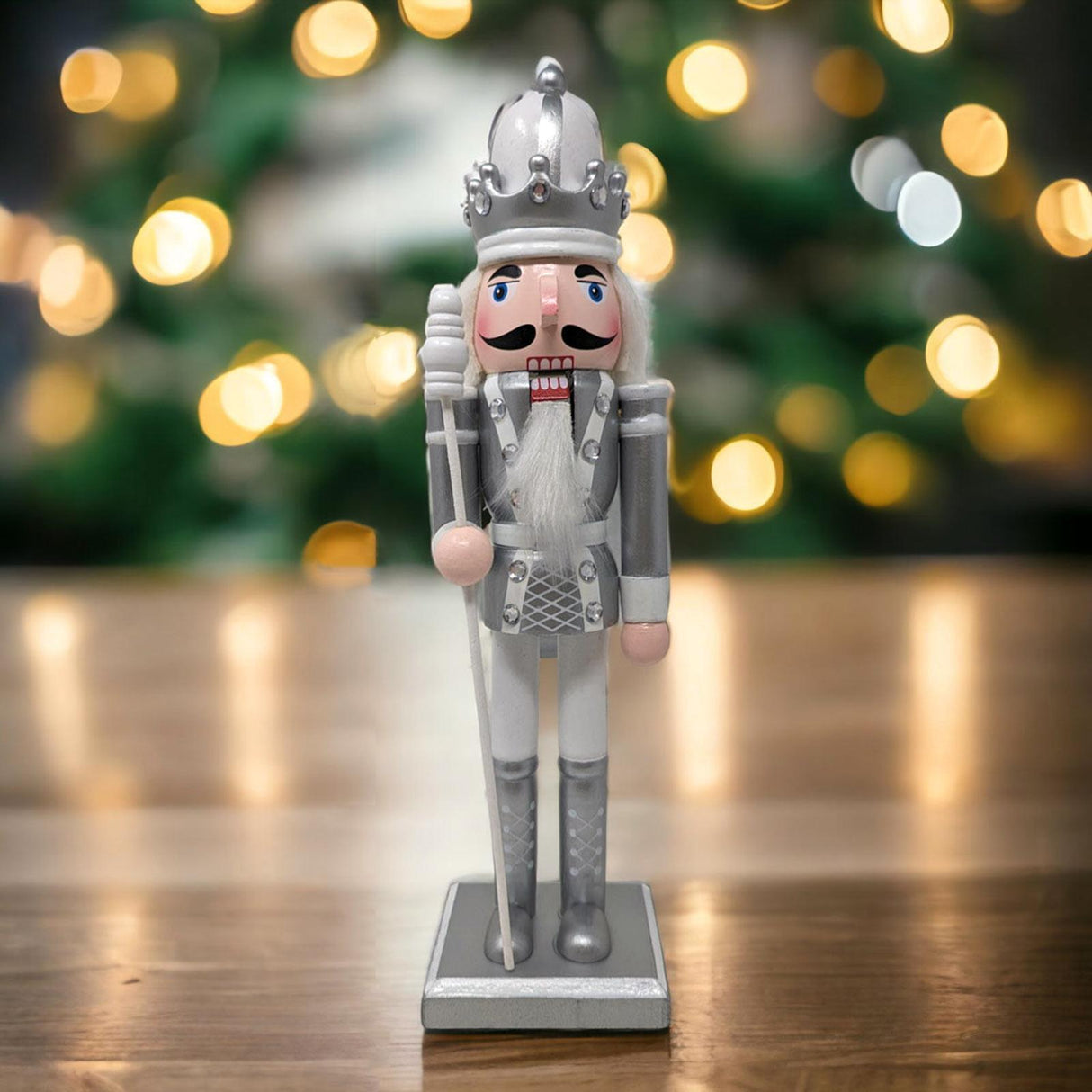 White & Silver Nutcracker with Sceptre