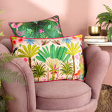 Tropical Peacock Illustrated Cushion Cover 16" x 24"