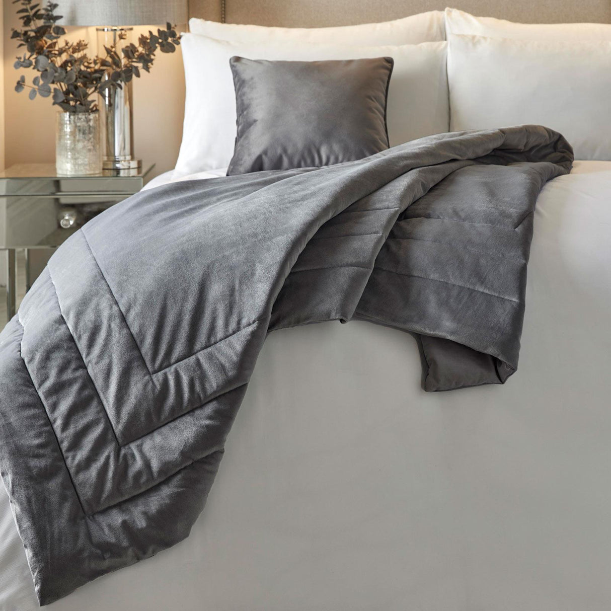 Melanie Velvet Bedspread Slate