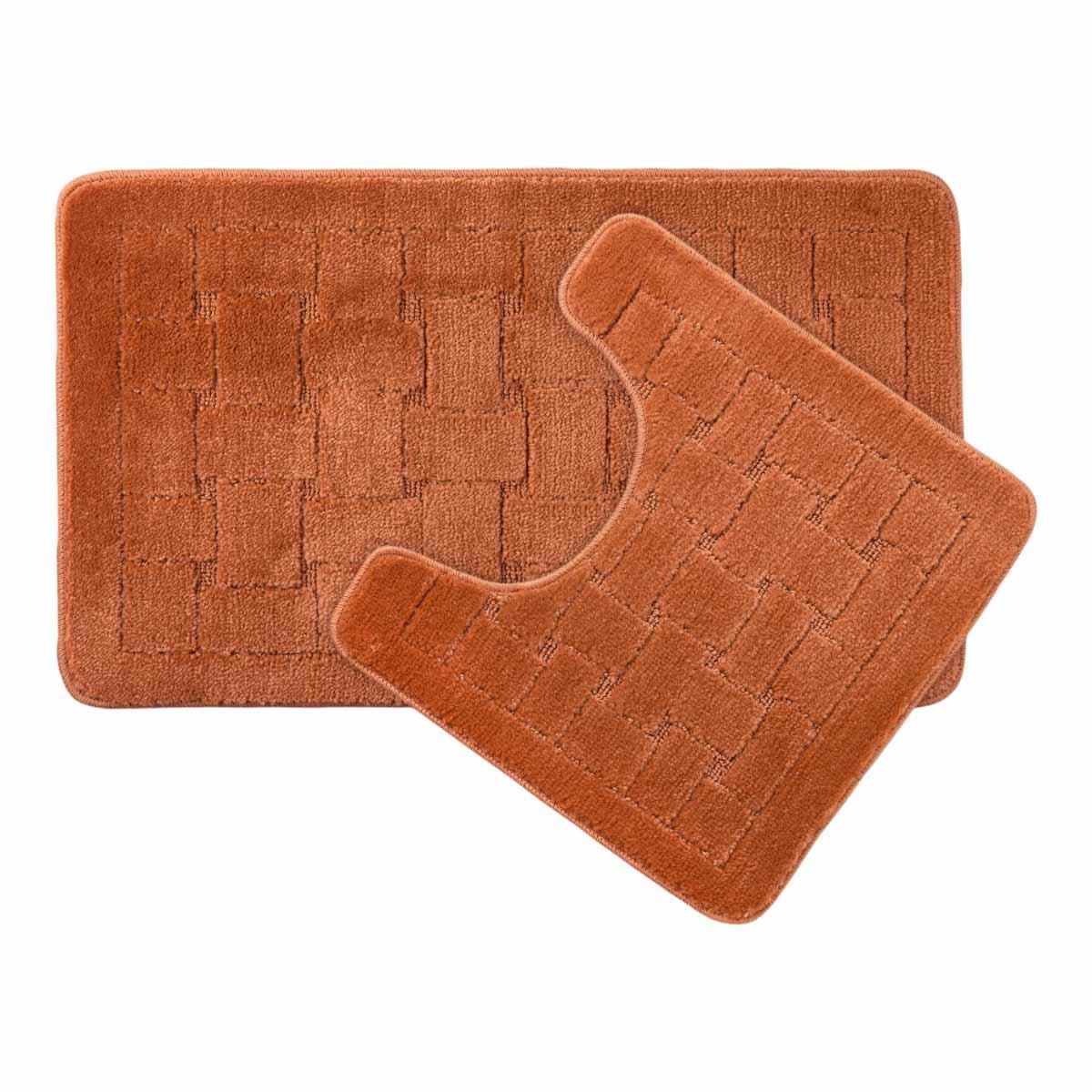 Orkney Bathroom Set Burnt Orange Mat 45x75cm/ Pedestal 45x45cm