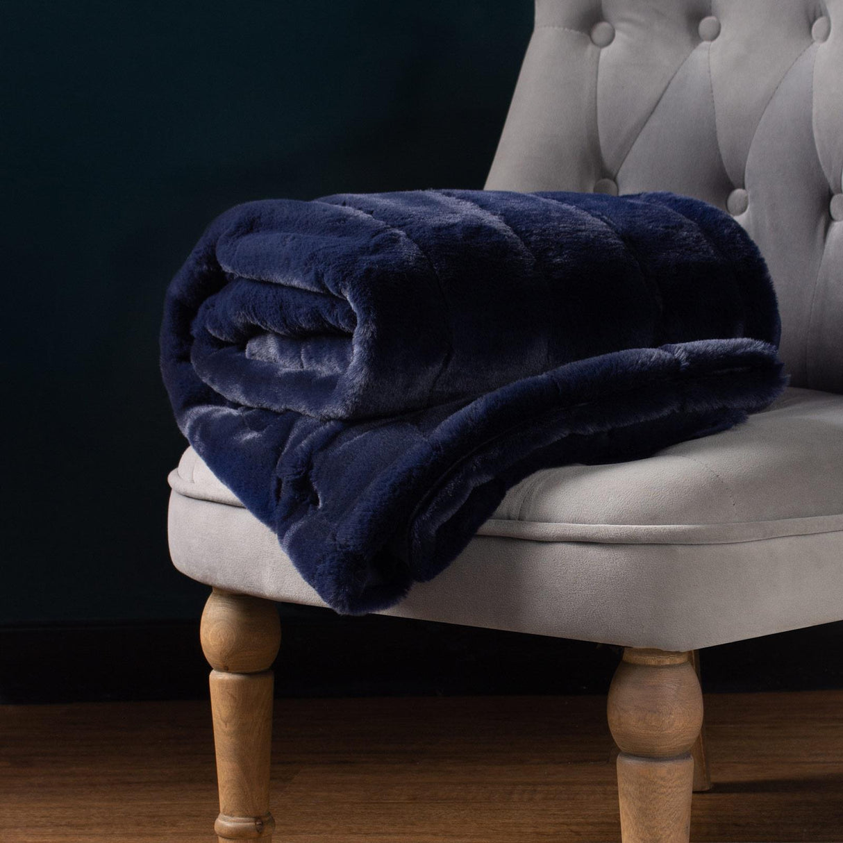 Empress Faux Fur Throw Navy