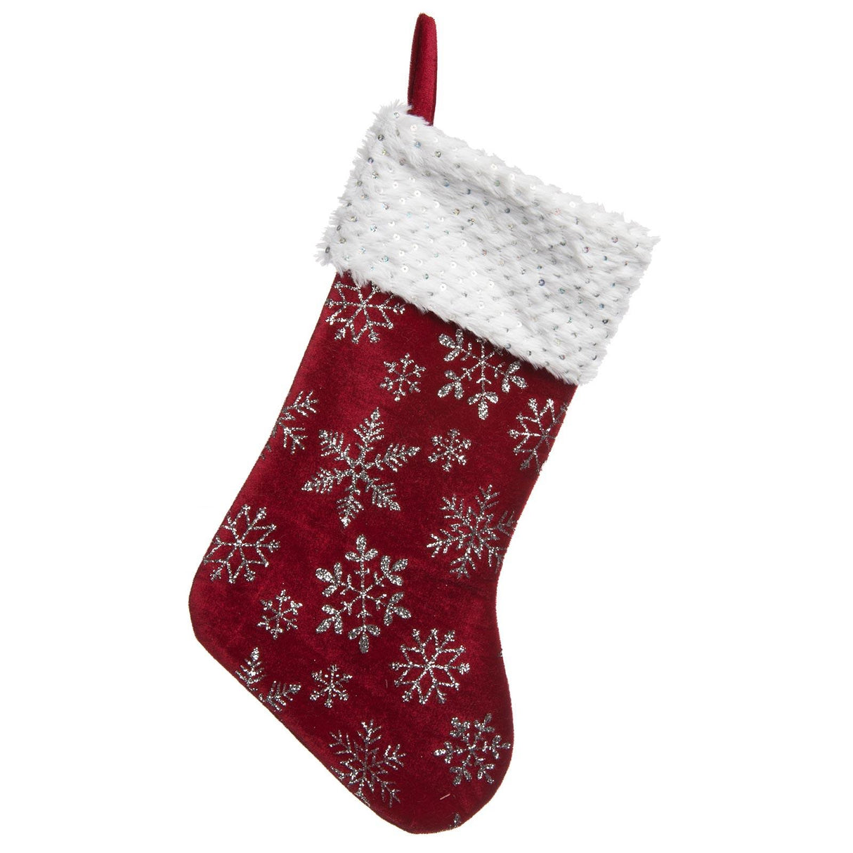 Burgundy Snowflake Christmas Stocking