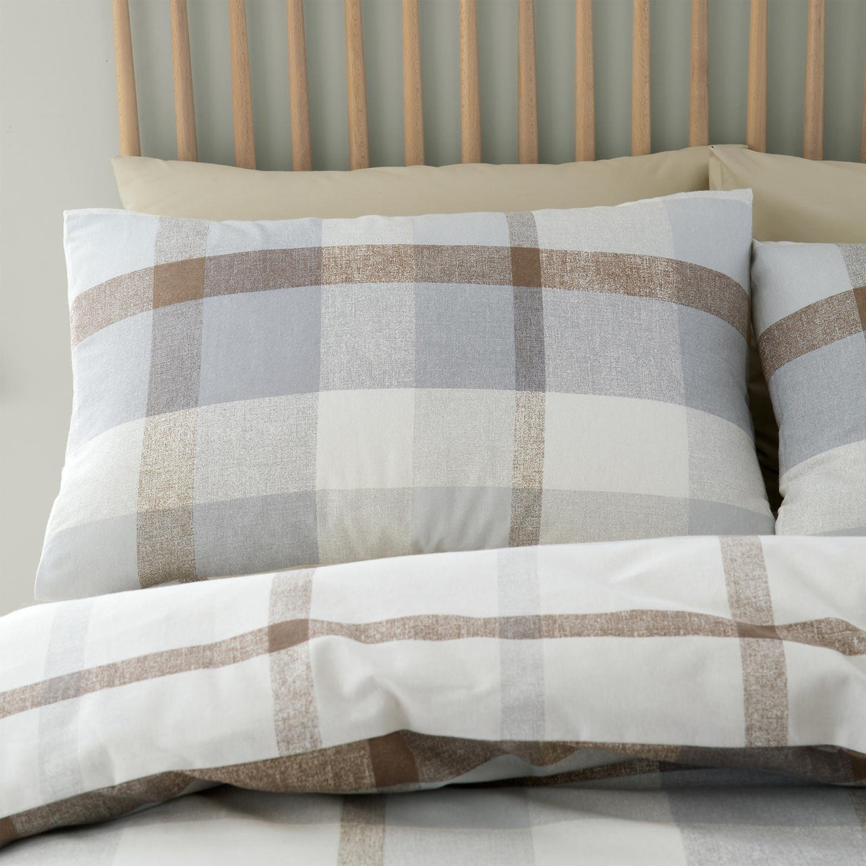 Brushed Check Natural Duvet Cover Set