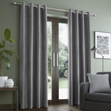 Faux Suede Eyelet Curtains Grey