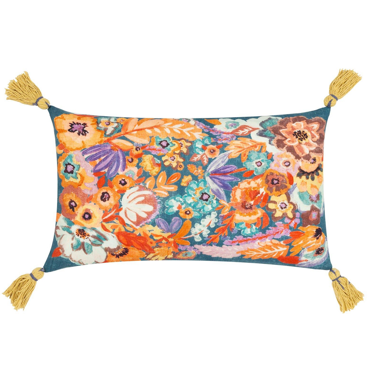 Traloa Floral Tasselled Cushion Cover 12" x 20"