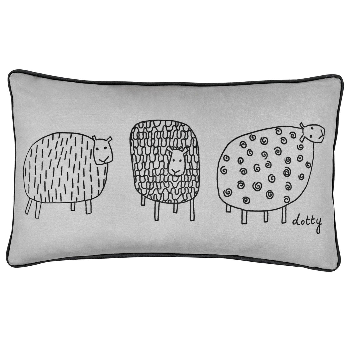 Dotty Sheep Natural Filled Cushion